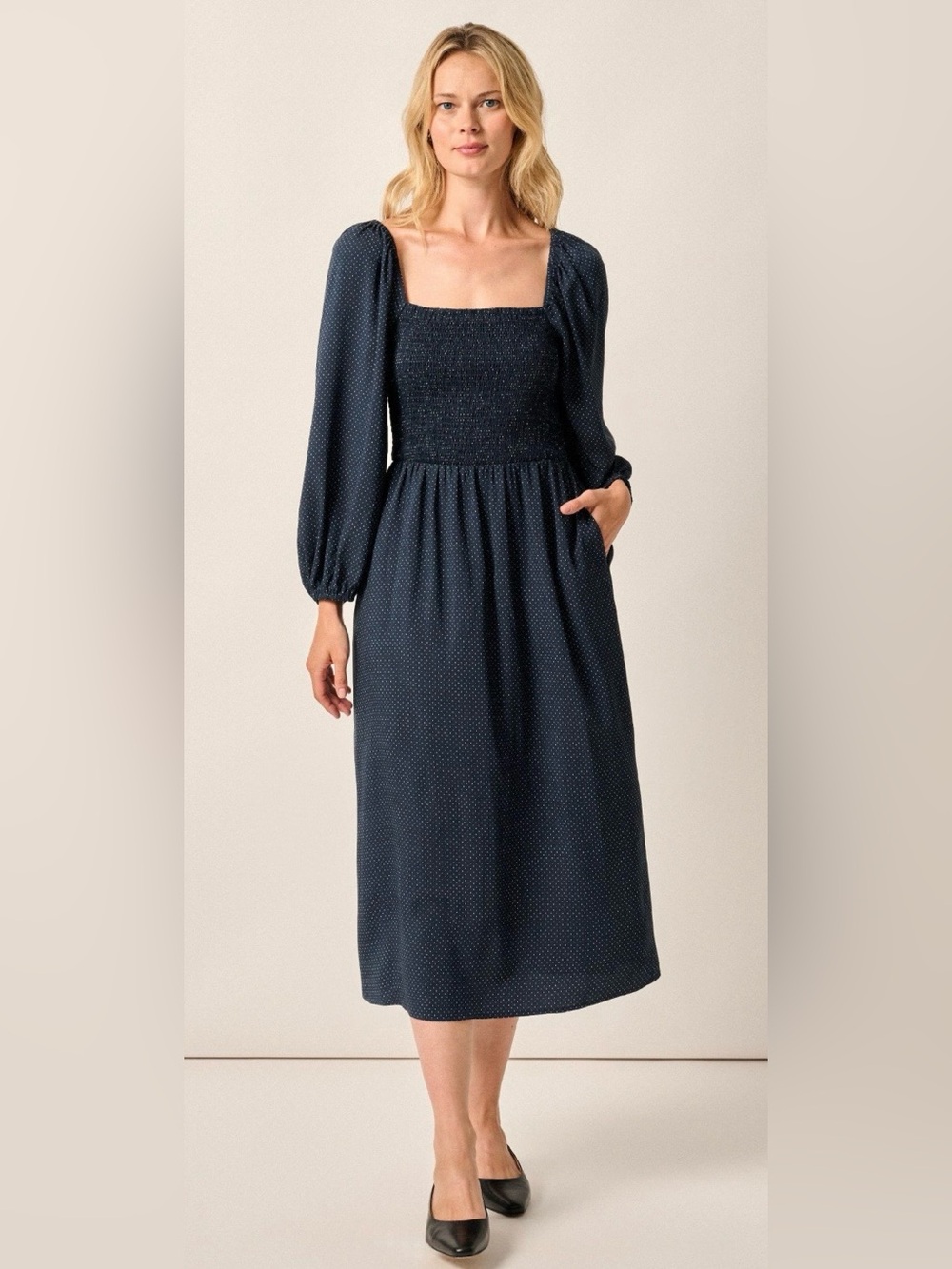 johnnie-O Mini Dot Maxi Milkmaid Dress